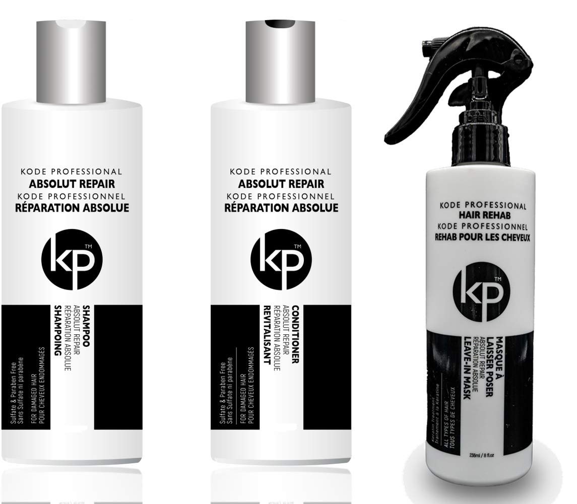 3PC Bundle: Kode Professional Absolut Repair Shampoo, Conditioner and 8oz Hair Rehab Kit (8oz Rehab Kit) Beauty & Personal Care Belle of Hope Mara Ray