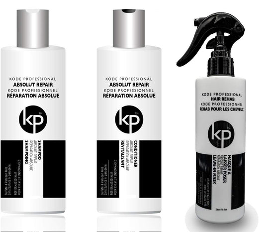 3PC Bundle: Kode Professional Absolut Repair Shampoo, Conditioner and 8oz Hair Rehab Kit (8oz Rehab Kit) Beauty & Personal Care Belle of Hope Mara Ray