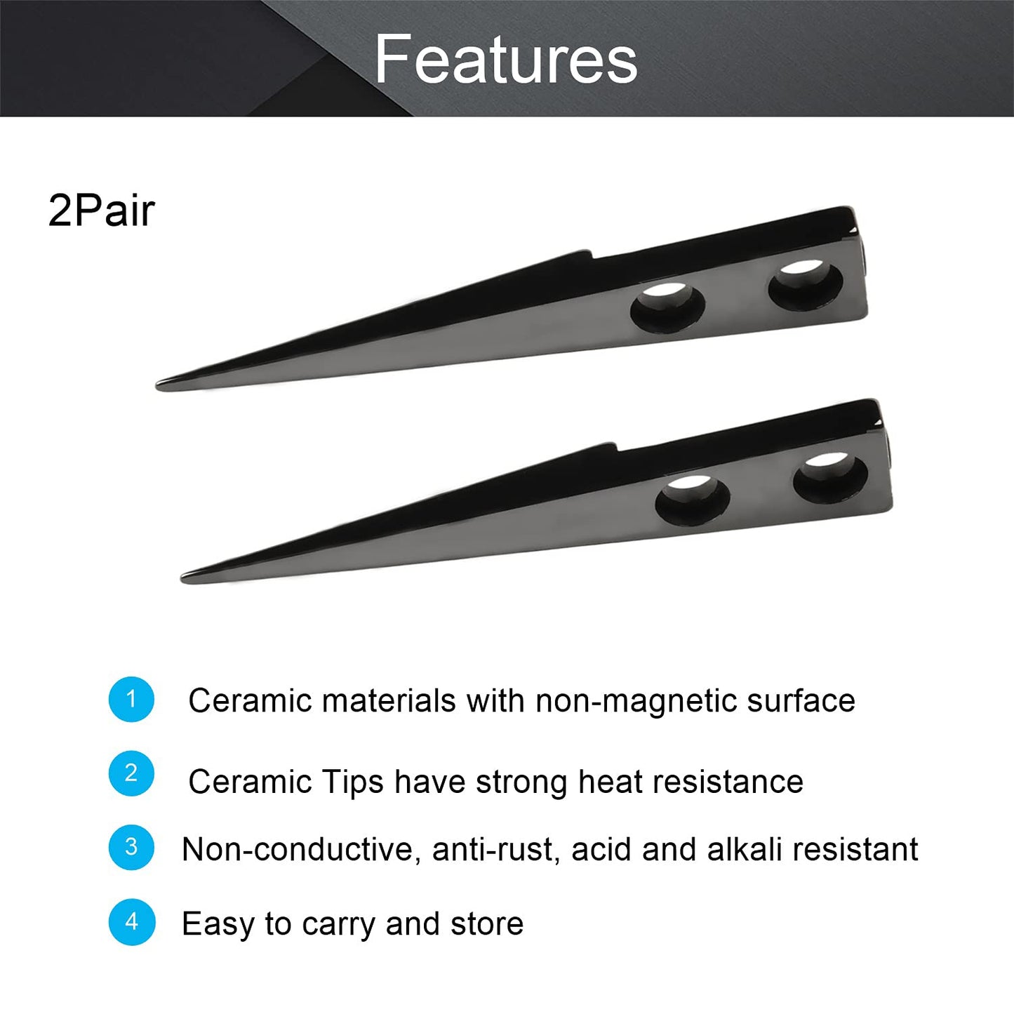 Utoolmart Straight Pointed Ceramic Tips Replaceable Heat Resistance Non-Conductive Heads for Ceramic Tweezers Black 4 Pairs Beauty and Personal Care Utoolmart