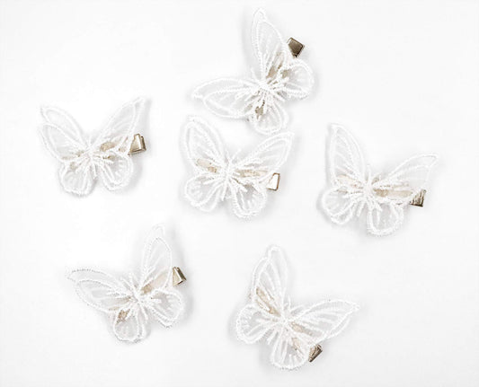 Ruwado 6 Pcs Butterfly Hair Clips Lace White Soft 3D Metal Cute Hair Accessories Alligator Clips Pins for Women Girls Wedding Theme Parties Favor Beauty & Personal Care Ruwado