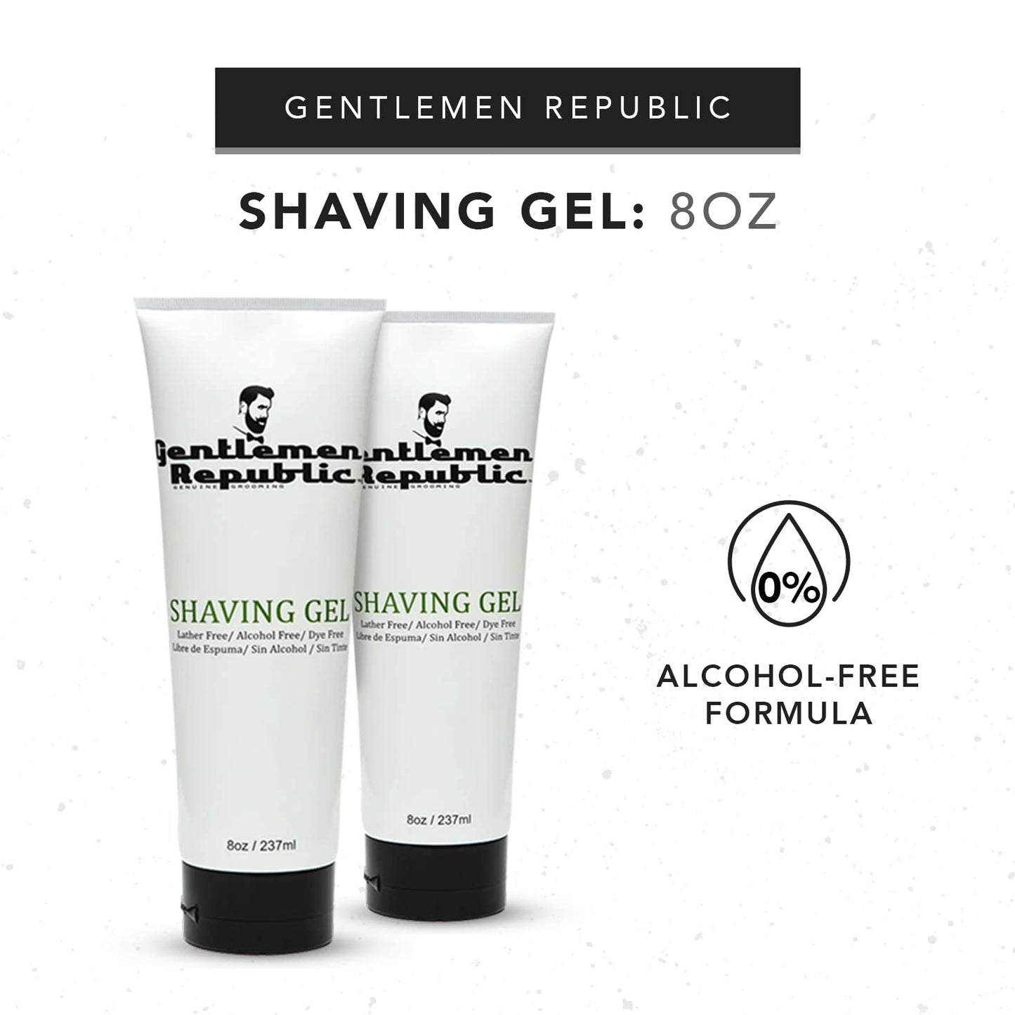 Gentlemen Republic 8oz Shaving Gel - 100% Alcohol-Free, Lather and Dye-Free Formula with Maximum Glide for Comfort, Made in the US Beauty and Personal Care Gentlemen Republic