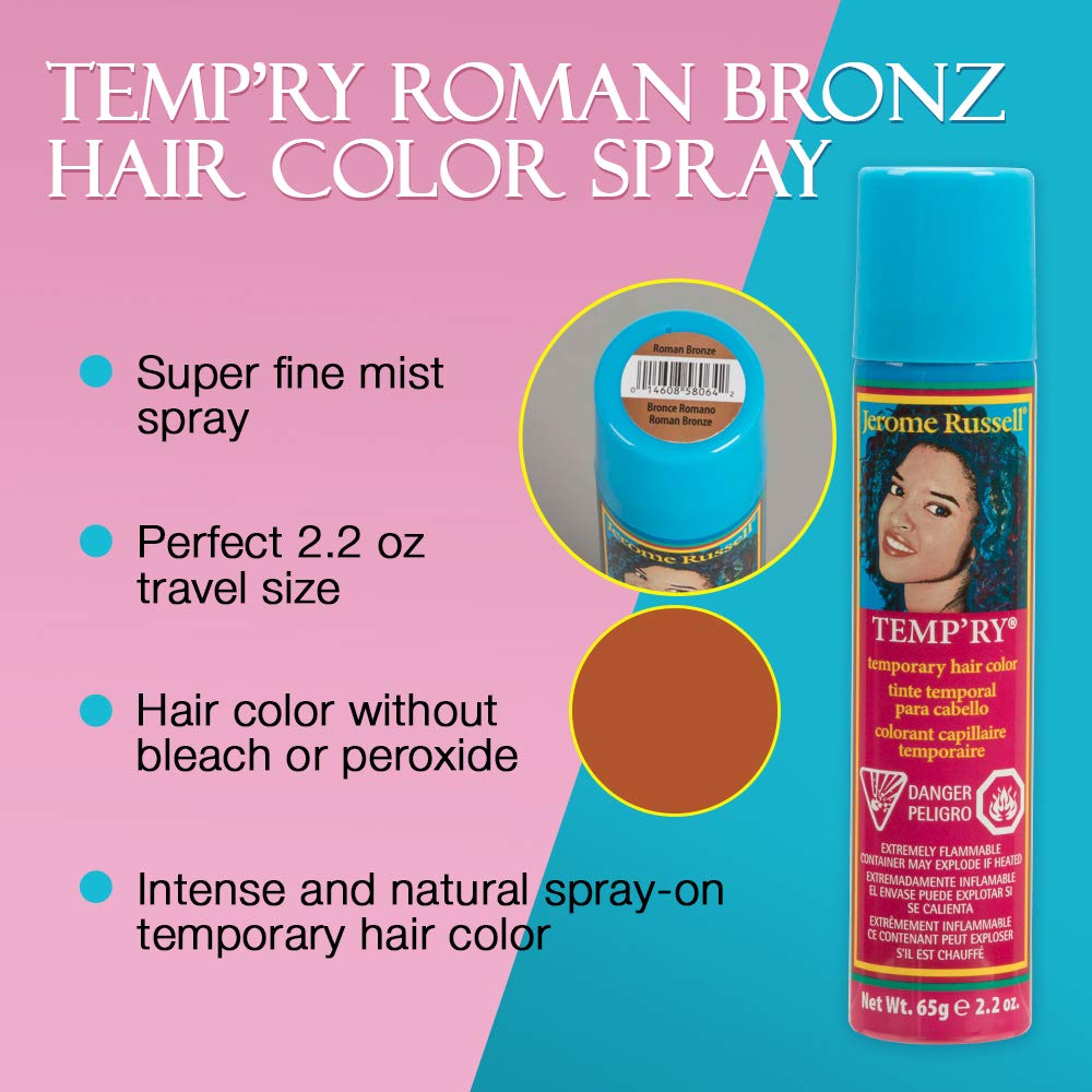 Jerome Russell Temp'Ry Spray-On Roman Bronze Hair Color, 2.2Oz X 3 Pack Beauty & Personal Care Jerome Russell