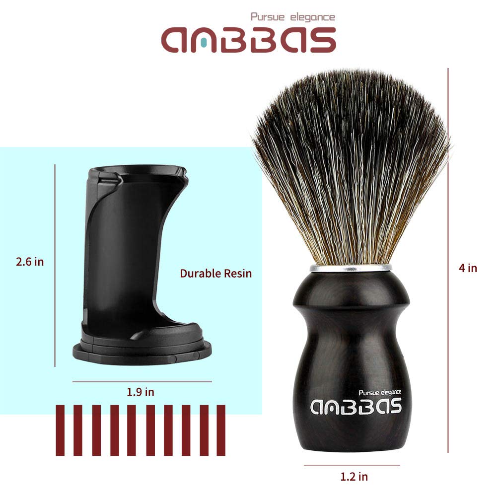 Anbbas Shaving Brush and Holder with Travel Case, Synthetic Badger Hair Ebony Handle Brush 3in1 Kit for Men Beauty and Personal Care Anbbas
