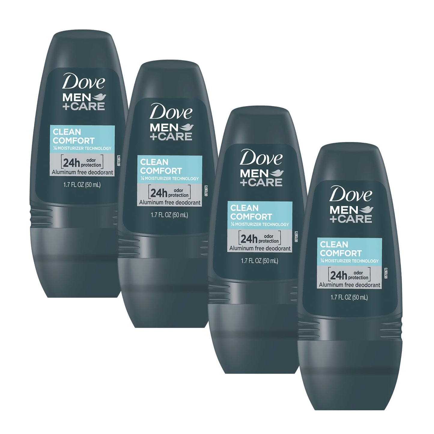 Dove Men+Care Clean Comfort Roll on Deodorant, Aluminum Free, For All Day Underarm Odor Protection, 4-Pack, 1.7 Fl Oz Each, 4 Bottles Beauty and Personal Care Dove