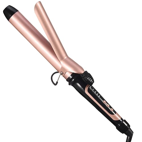Lanvier 1.25 Inch Clipped Curling Iron with Extra Long Tourmaline Ceramic Barrel, Professional Hair Curler up to 450°F Dual Voltage for Traveling Beauty & Personal Care LANVIER