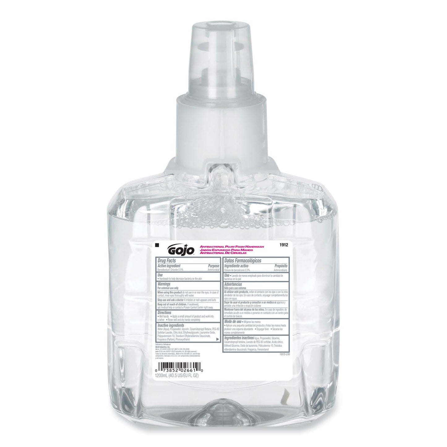 GOJO 1912-02 Antibacterial Plum Foam Hand Refill, Single Unit, 1200 mL Beauty & Personal Care GOJO