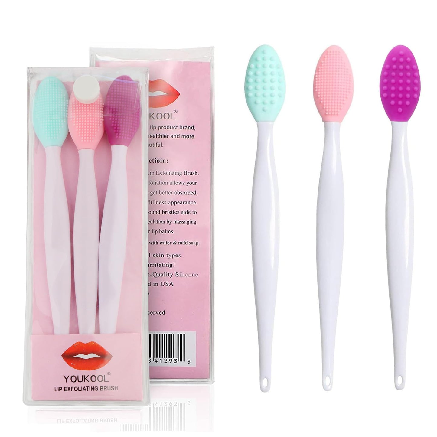 Lip Scrub Brush,Lip Scrubber Exfoliator,Double-Sided Silicone Exfoliating Tool,Gentle Lip Exfoliator Scrubber Brush for Smooth,Soft,Bright,and Healthy Beauty & Personal Care YOUKOOL