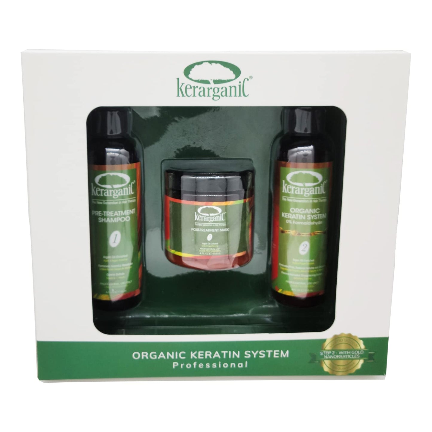 KERARGANIC Formaldehyde-Free Keratin System DIY Set: Pre-Treatment Shampoo, Hair Treatment, Post-Treatment Mask with Argan Oil - (4oz each) Beauty & Personal Care KERARGANIC