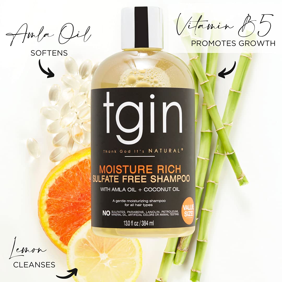 tgin Moisture Rich Sulfate Free Shampoo For Natural Hair - Dry Hair - Curly Hair - 13 Oz Beauty & Personal Care Thank God It's Natural
