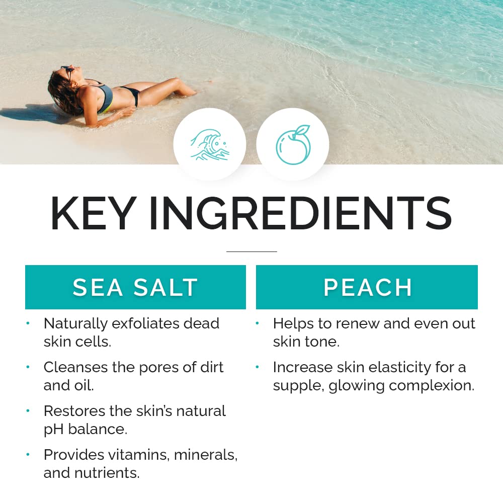 VITAMINS AND SEA BEAUTY Exfoliating & Balancing Body Wash with Sea Salt + Peach, 33.8 fl Oz Beauty & Personal Care VITAMINS AND SEA BEAUTY