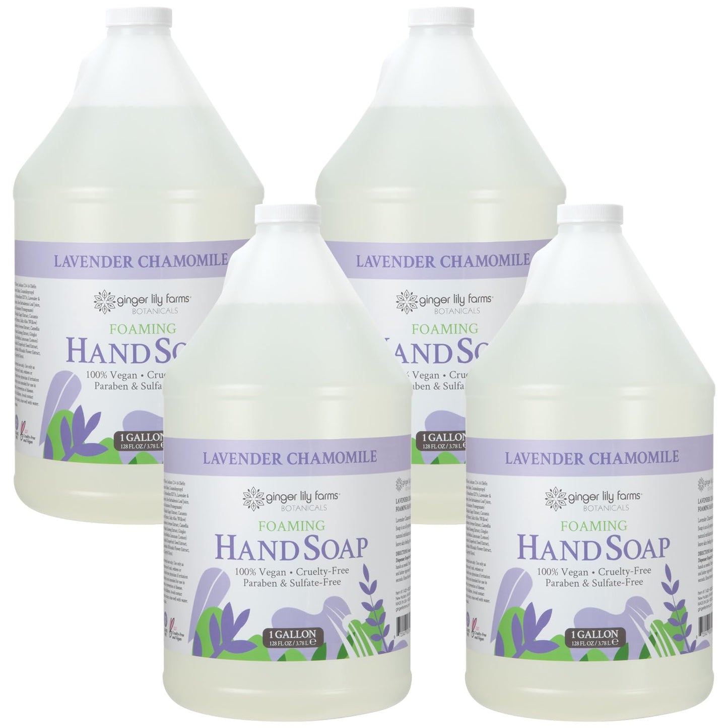 Ginger Lily Farms Botanicals All-Purpose Foaming Hand Soap Refill, 100% Vegan & Cruelty-Free, Lavender Chamomile Scent, 1 Gallon (Pack of 4) Beauty & Personal Care Ginger Lily Farms
