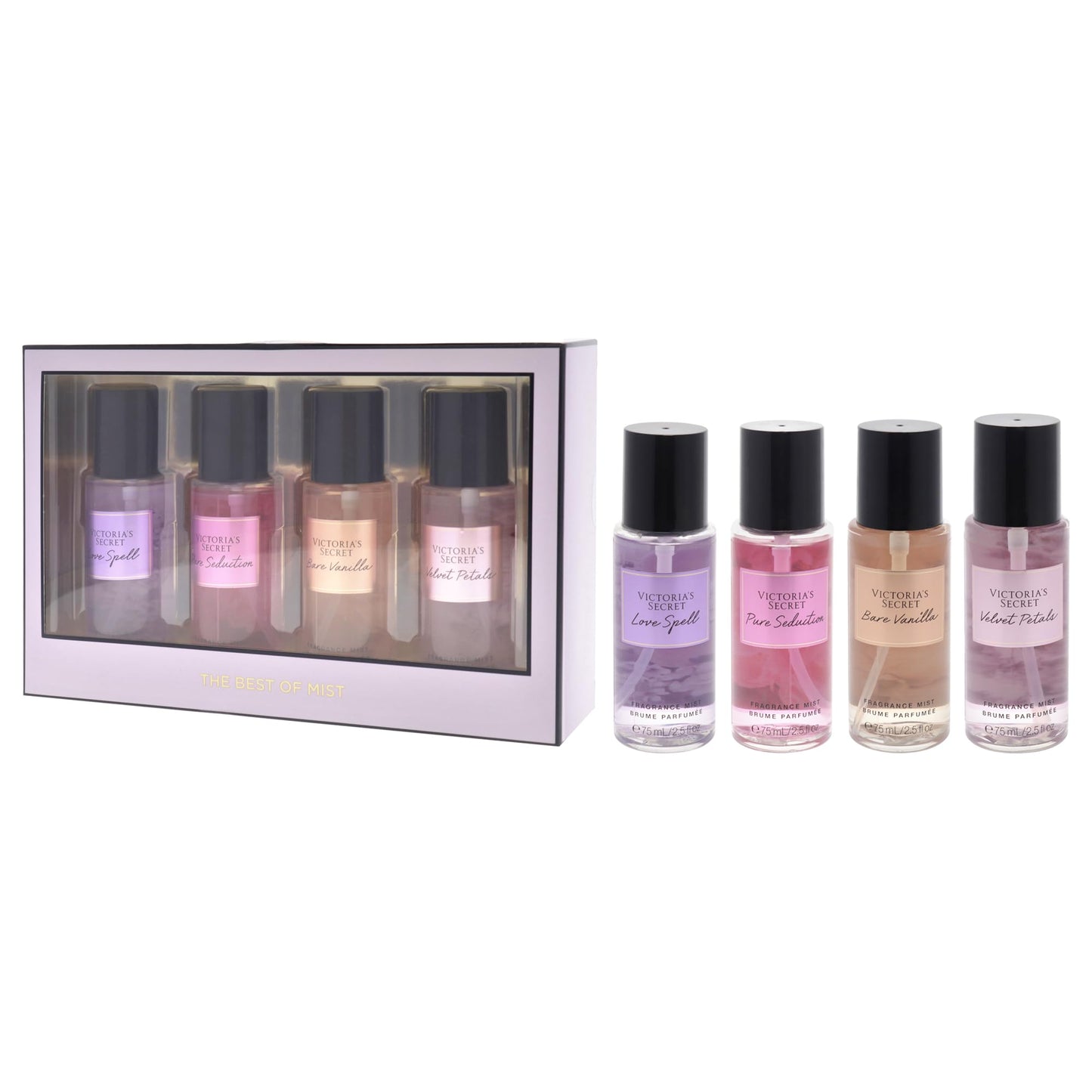Victorias Secret The Best of Mist Set for Women - 4 Pc Gift Set with Love Spell & Pure Seduction Fragrance Mists Beauty & Personal Care Victoria's Secret