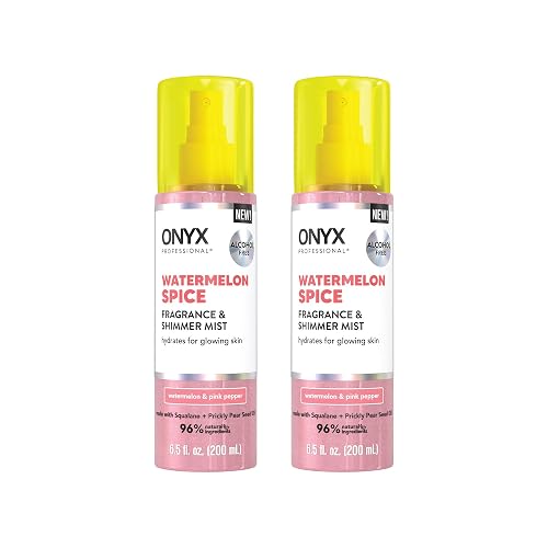Onyx Professional Hydrating Shimmer Mist with Squalane & Prickly Pear Seed Oil, Watermelon Spice, 6.5 fl oz, 2pk - Shimmer Hair and Body Mist Creates Beauty & Personal Care Onyx Professional