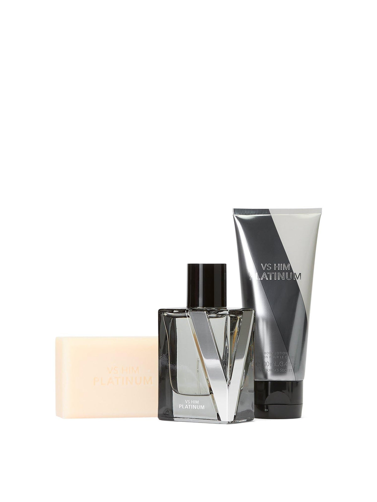 Victoria's Secret Platinum 3 Piece Luxe Fragrance Gift Set: 1.7 oz. Cologne, Travel Lotion, & Body Bar Beauty & Personal Care Victoria's Secret