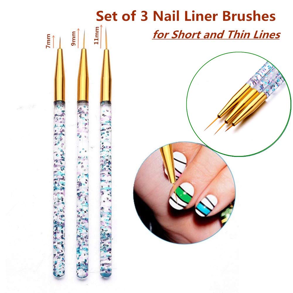 FULINJOY 11 Pc Nail Art Brush Set - UV Gel Painting Pen, Flower & Gradient Designs, Liner Brushes Beauty & Personal Care FULINJOY