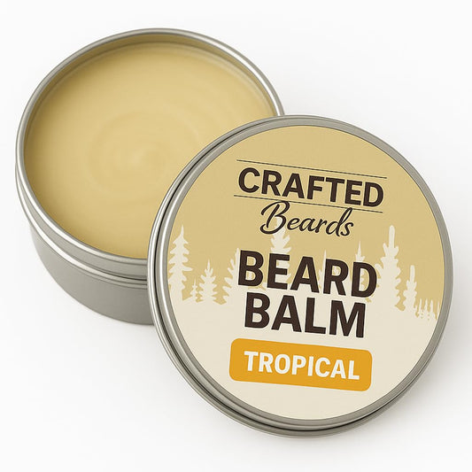 Beard Balm - Tropical Scent - 2oz Tin - Beard Wax - Light Hold - (TR) Beauty and Personal Care Crafted Beards