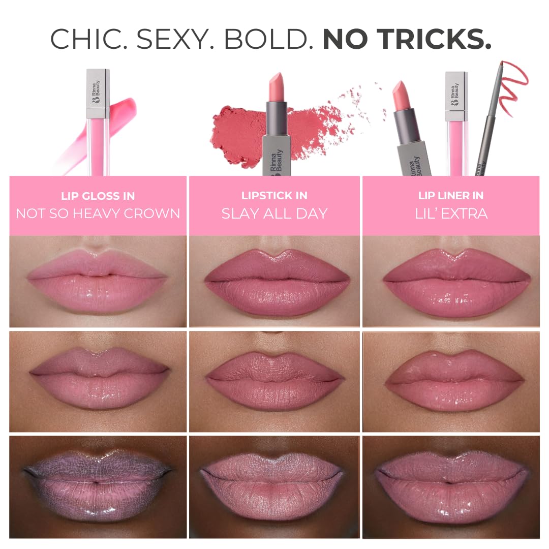 Rinna Beauty Icon Lip Kit - Pinky - All-in-one Lip Kit Includes Lipstick, Lip Gloss, and Lip Liner - CANDY PINK look - Vegan, Long-lasting, Anti-aging Beauty & Personal Care Rinna Beauty