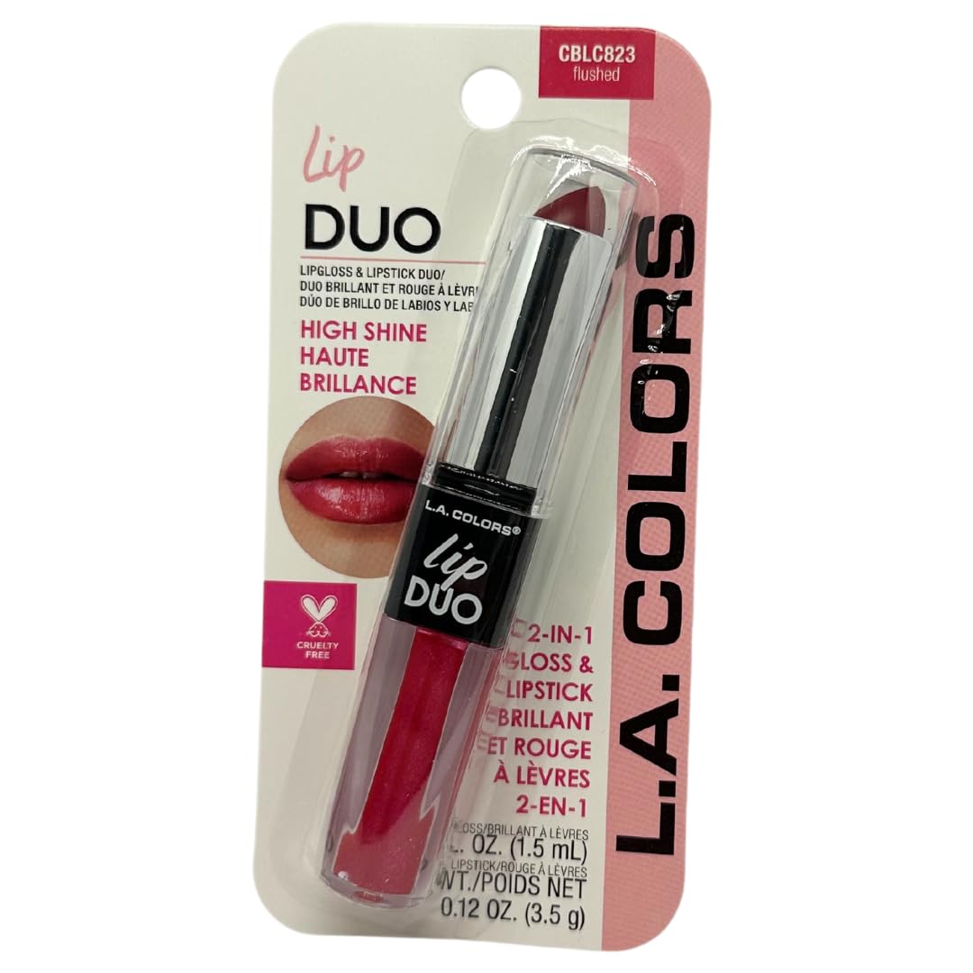 LA Colors Lip Gloss & Lipstick Duo, Moisturizes lips with natural color & high Shine, BLC823 Flushed Beauty & Personal Care L.A. COLORS