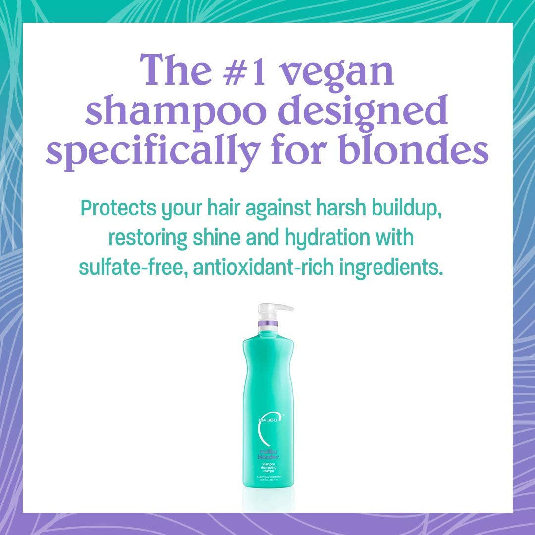 Malibu C Blondes Enhancing Shampoo - Sulfate-Free Purple Shampoo for Blondes - Helps Preserve Highlights & Remove Brassiness - Moisturizing &