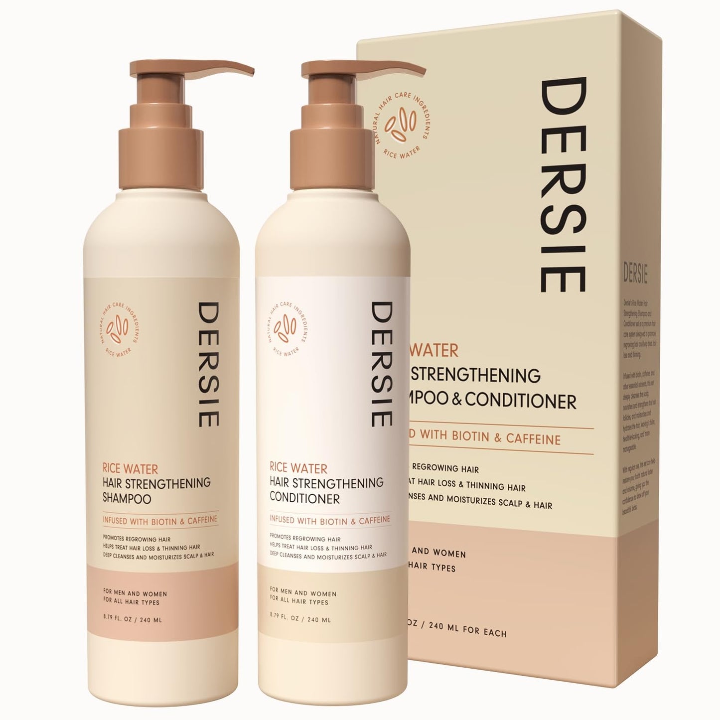Rice Water Hair Growth Shampoo and Conditioner: Hair Growth Shampoo and Conditioner Infused with Biotin and Caffeine for Thinning Hair (Rice Water Beauty & Personal Care Dersie