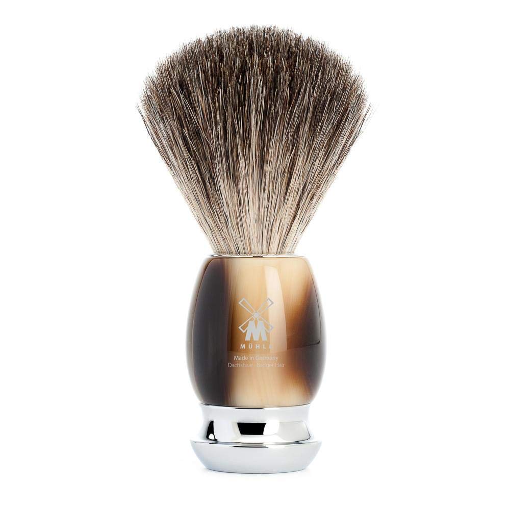 MÜHLE VIVO Brown Horn Resin 4-Piece Pure Badger 5-Blade Razor Shaving Set Beauty and Personal Care MÜHLE