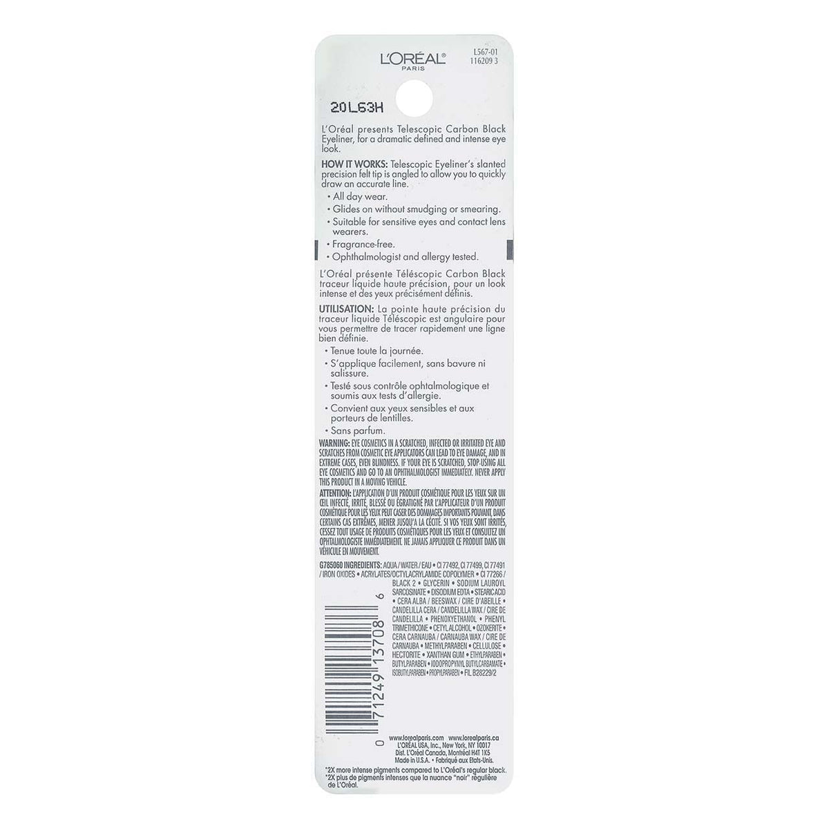 L'Oreal Telescopic Precision Liquid Eyeliner, Carbon Black [835] 0.08 oz (Pack of 2) Beauty & Personal Care L'Oreal Paris