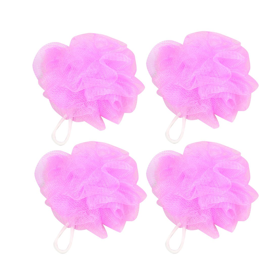 Ruilogod Body Wash Scrubber Bath Ball Shower Pouf 4 Pcs Fuchsia Light Purple (id: cfe 349 e09 cd6 52c Beauty and Personal Care Ruilogod