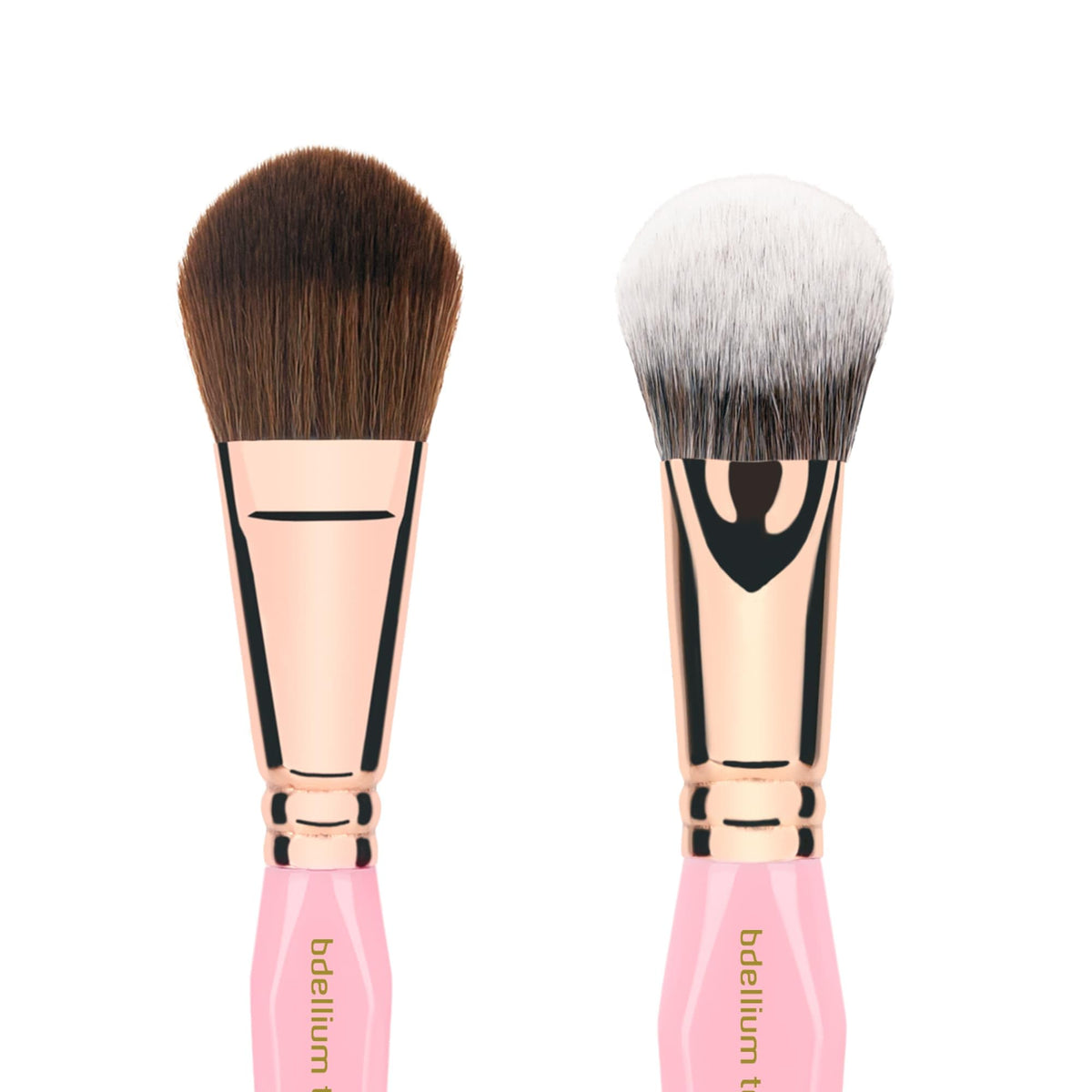 Bdellium Tools Pink Golden Triangle Face & Eyes Makeup Brush Set - Well-balanced Brush Set with Soft Synthetic Bristles and Rose Gold Brass Ferrule