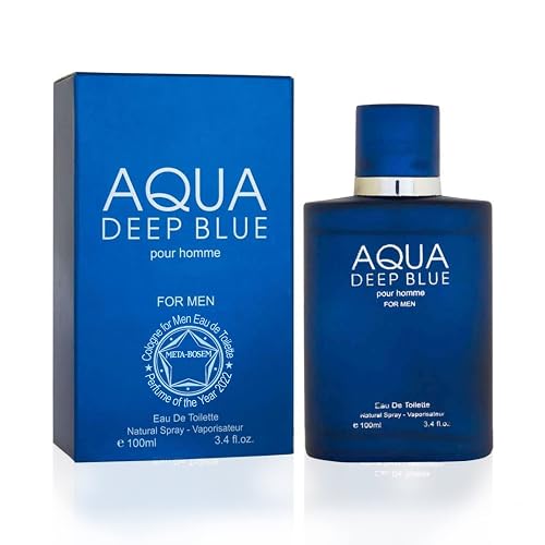 META-BOSEM Acqua Deep Blue, Men's Cologne Eau de Toilette Natural Spray - Salty Marine Notes - Subtle Patchouli - Great Holiday Gift - for All Day Use Beauty & Personal Care META-BOSEM