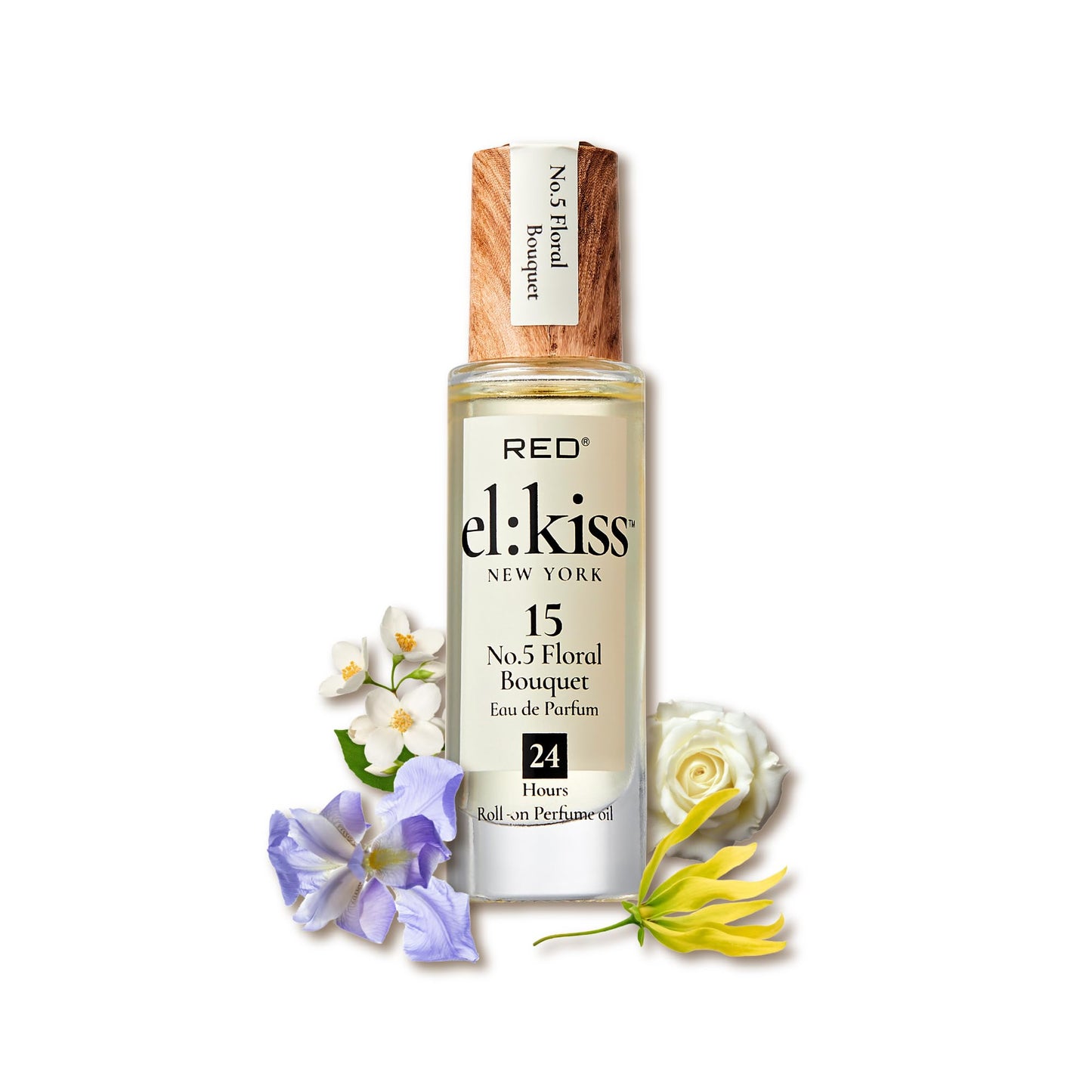 EL:KISS Roll On Perfume, No 5 Floral Bouquet, Eau de Parfum 12mL (.40 Fl Oz), Hydrating & Long-Lasting, Alcohol & Mineral Oil-Free, Infused Beauty & Personal Care EL:KISS