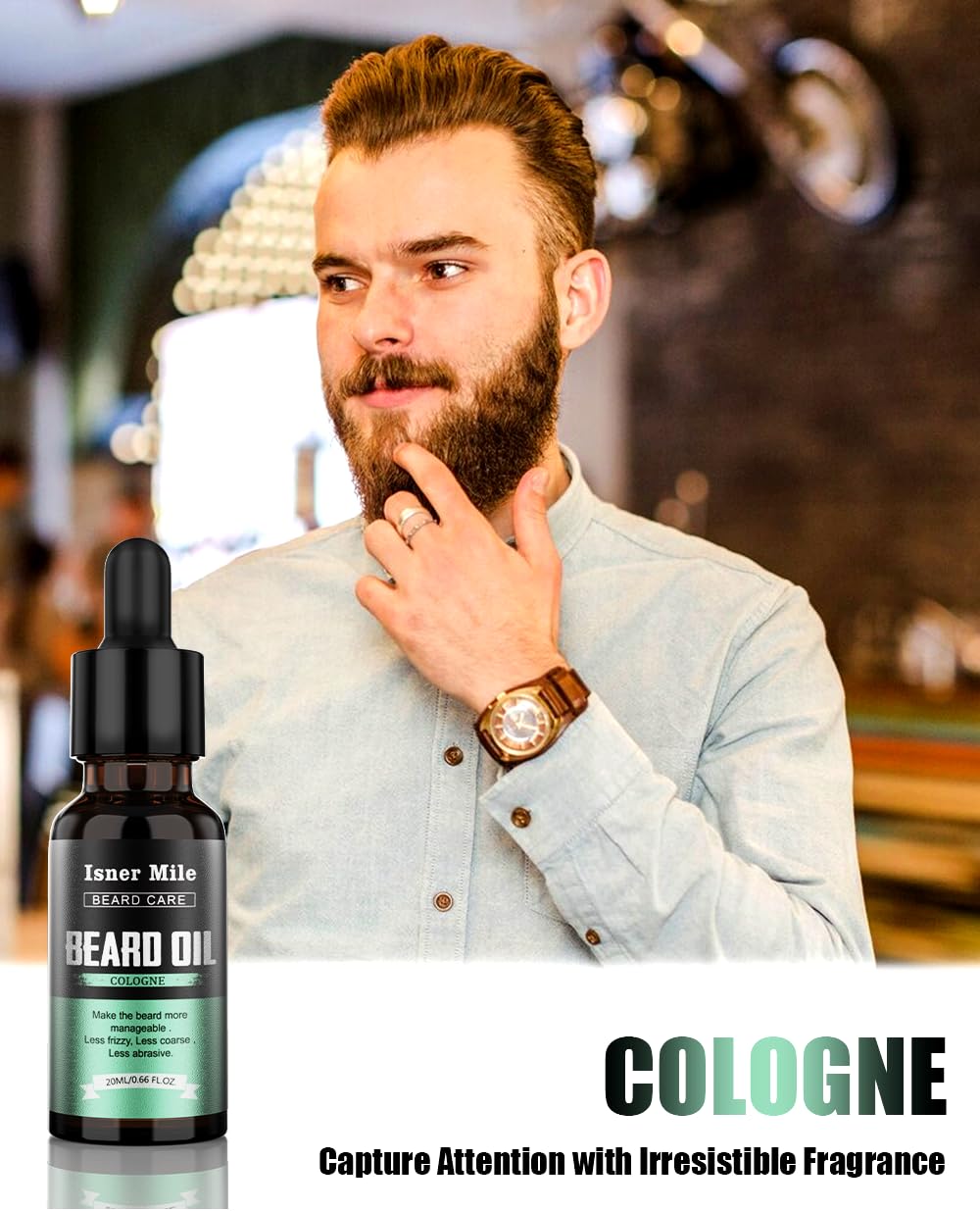 ISNER MILE Beard Oil Kit Stocking Stuffers: Gifts for Men Him Dad Boyfriend, Mustaches Conditioner - Soften - Strength with Sandalwood, Bay Rum Beauty and Personal Care ISNER MILE