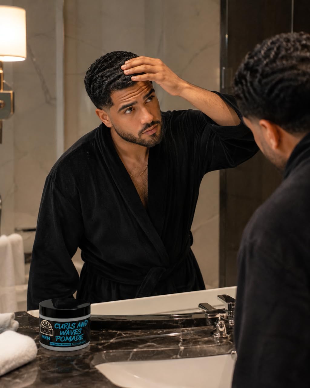 OKAY Men’s Curls & Waves Pomade 4 oz - Medium Hold Styling Pomade for Curly & Wavy Hair, Frizz Control, Moisturizing, Non-Greasy, Defines Texture Beauty & Personal Care OKAY
