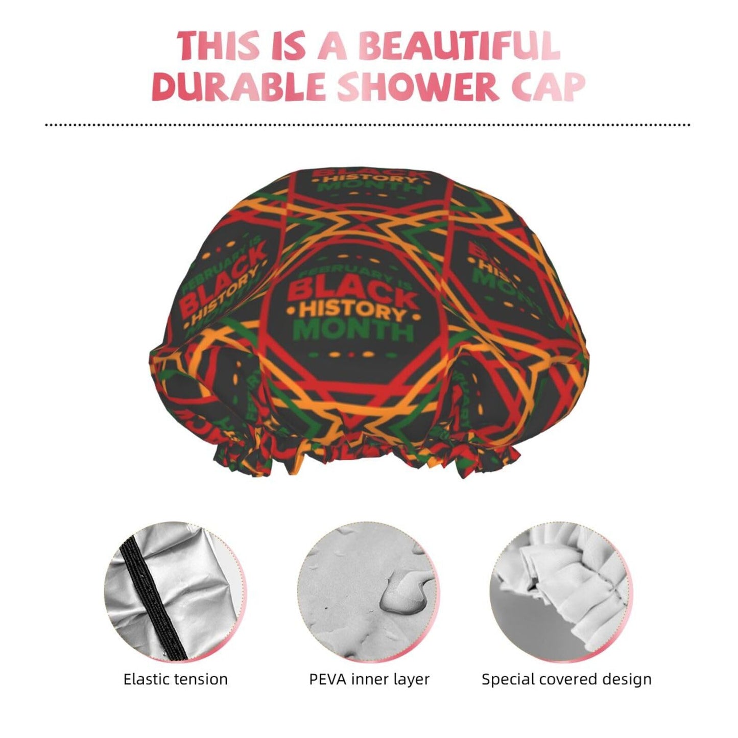 Black History Month Shower Caps Reusable Bath Cap Double Layers Waterproof Shower Cap for Women Long Hair Beauty and Personal Care Juiimr