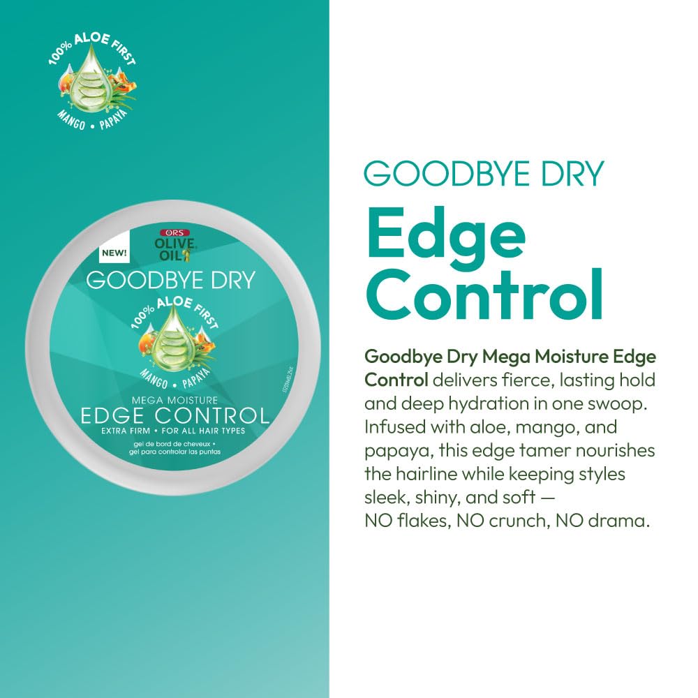 ORS Olive Oil Goodbye Dry Mega Moisture Edge Control Extra Firm Gel with Aloe, Mango & Papaya, Hydration & Nourishing 2.25 Ounces Beauty & Personal Care ORS