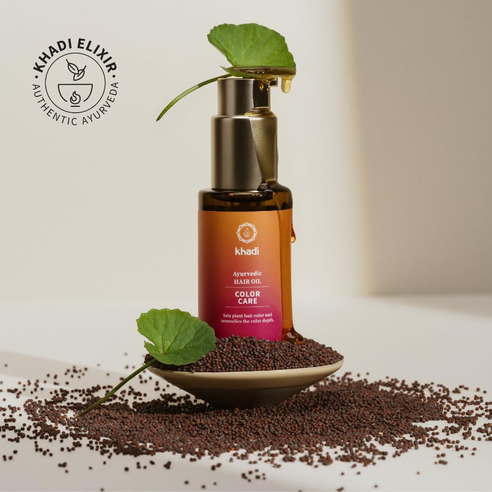 KHADI COLOR CARE Hair Oil - Hair treatment for fixing plant hair color - shine & UV protection - luminosity - 100% natural, plant-based & vegan - 1.69