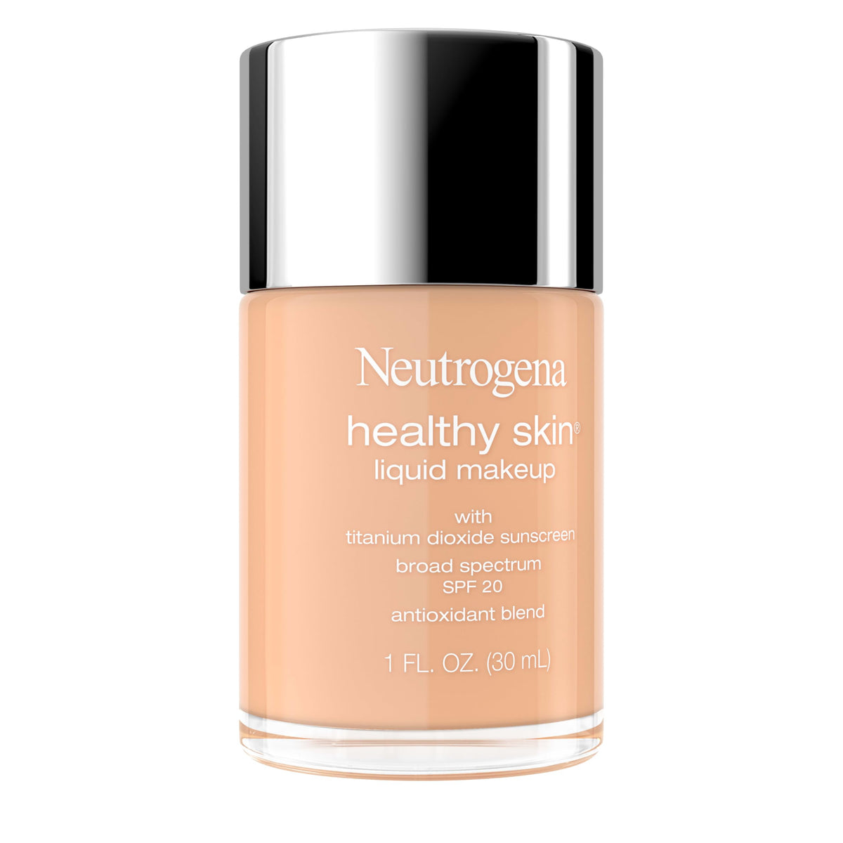 Neutrogena Healthy Skin Liquid Foundation Makeup Broad Spectrum SPF 20 Sunscreen, Medium Coverage, Vit B5, Antioxidants, All Day Wear, Shell Beige Beauty & Personal Care Neutrogena