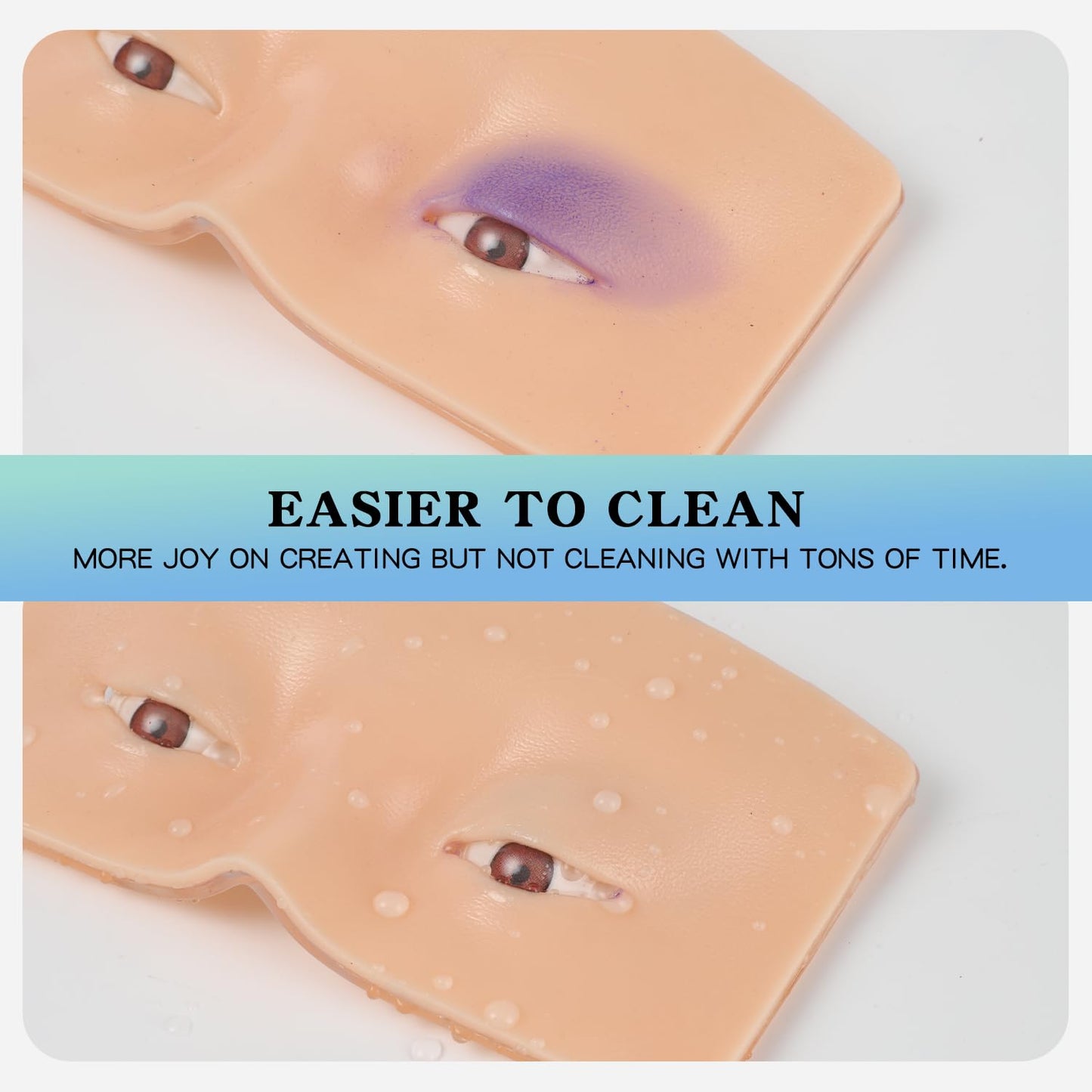 Bueuo Makeup Practice Face Board, 3D Reusable Silicone Make up Mannequin Face with 5PCS Makeup Brush, Eye Make up Practice Board for Beginner or Beauty & Personal Care Bueuo