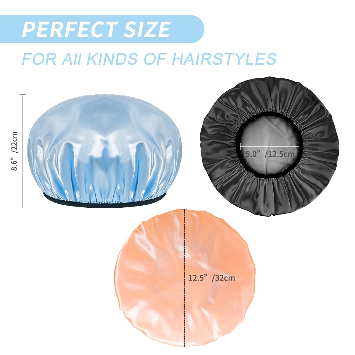 Aquior Shower Cap,4-Pack Large Shower Caps for Women Long Hair, Premium Soft Silky Satin Reusable Hair Cap For All Hair Lengths And Big Hairstyles Beauty & Personal Care Aquior