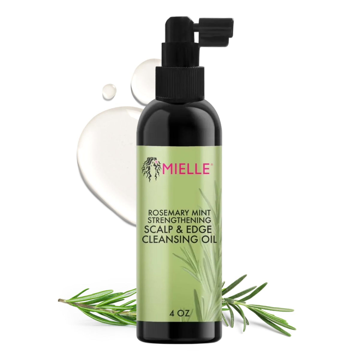 Mielle Organics Rosemary & Mint Scalp & Edge Cleansing Hair Oil - No-Rinse Scalp Cleanser for Product Build Up - Prolongs Hairstyles Between Wash Days