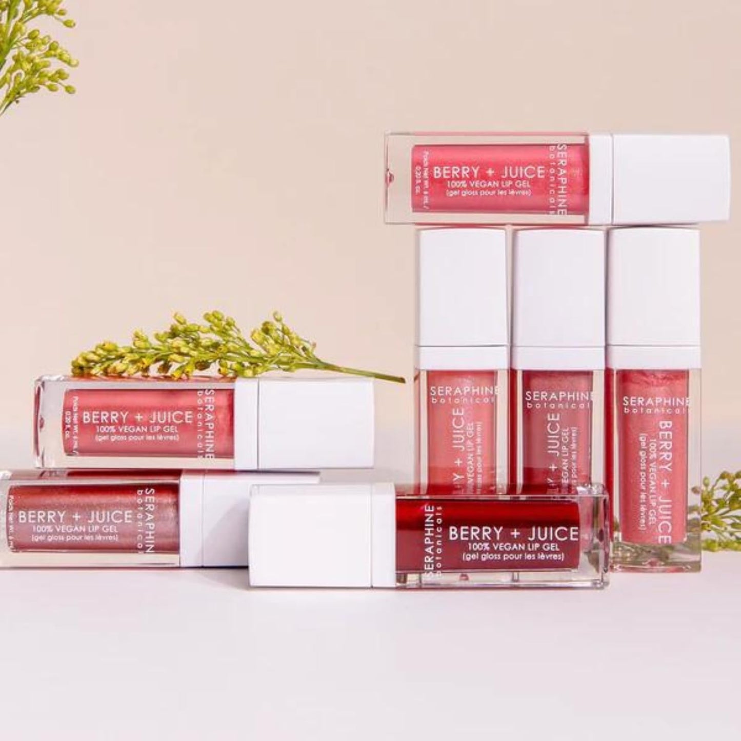Seraphine Botanicals Berry + Juice - 100% Vegan Lip Gel Tinted Gloss 0.20 fl oz (Cherry Compote) Beauty & Personal Care Seraphine Botanicals