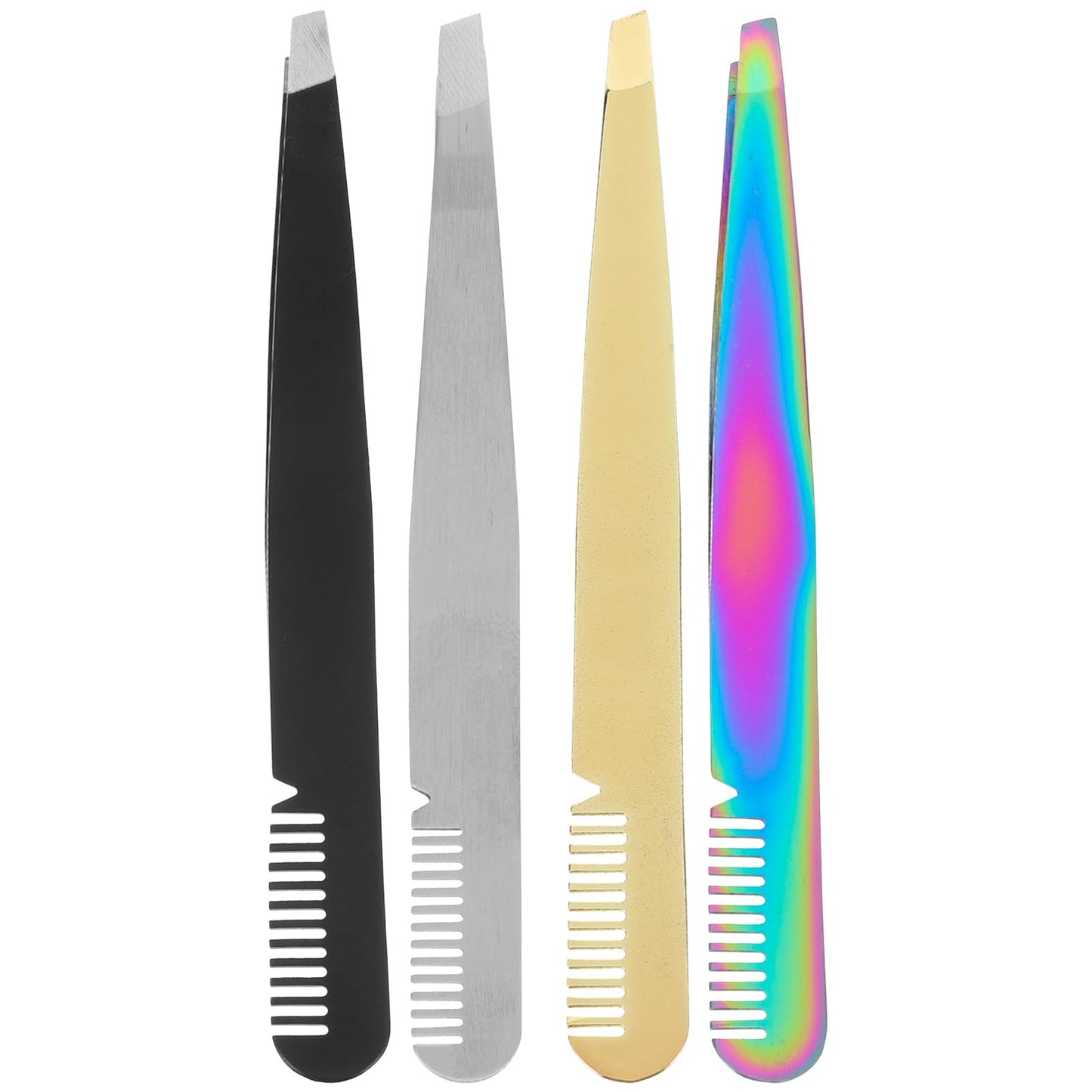 Facial Hair Tweezers Eyebrow Tweezers Slanted, Eyebrow Tweezers with Comb Stainless Steel Slanted Tip Tweezers Precision Tweezers Set Small Tweezers Beauty and Personal Care Beaupretty