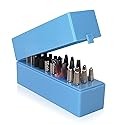 PANA Nail Drill Bit Holder Stand Display Organizer- Dust Proof Storage Container Box Case Tools for Home Use or Nail Salon - (30 Holes, Blue) (Drill Beauty & Personal Care PANA