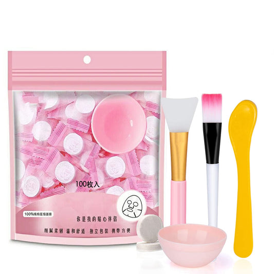 100 pcs Compressed Facial Mask Sheet Beauty DIY Disposable Mask Paper Natural Cotton Skin Care Wrapped Masks Normal Thick?Get a Small Mask Bowl, Mask Beauty & Personal Care ZMBeautk