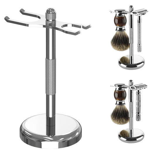 Linkidea Razor & Brush Holder, Deluxe Men's Stainless Steel Shaving Brush Hanger, Grooming Organizer for Bathroom, Shaver Stand Compatible with Merkur Beauty and Personal Care Linkidea
