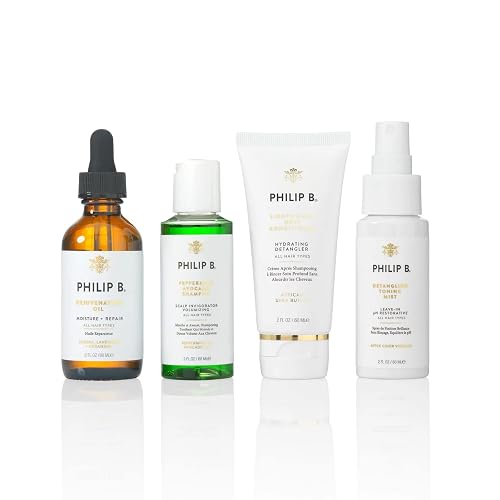 Philip B. 4 Step Discovery Kit - Includes Peppermint Avocado Shampoo, Rejuvenating Oil, Detangling Toning Mist & Lightweight Deep Conditioner, 2 fl oz Beauty & Personal Care PHILIP B