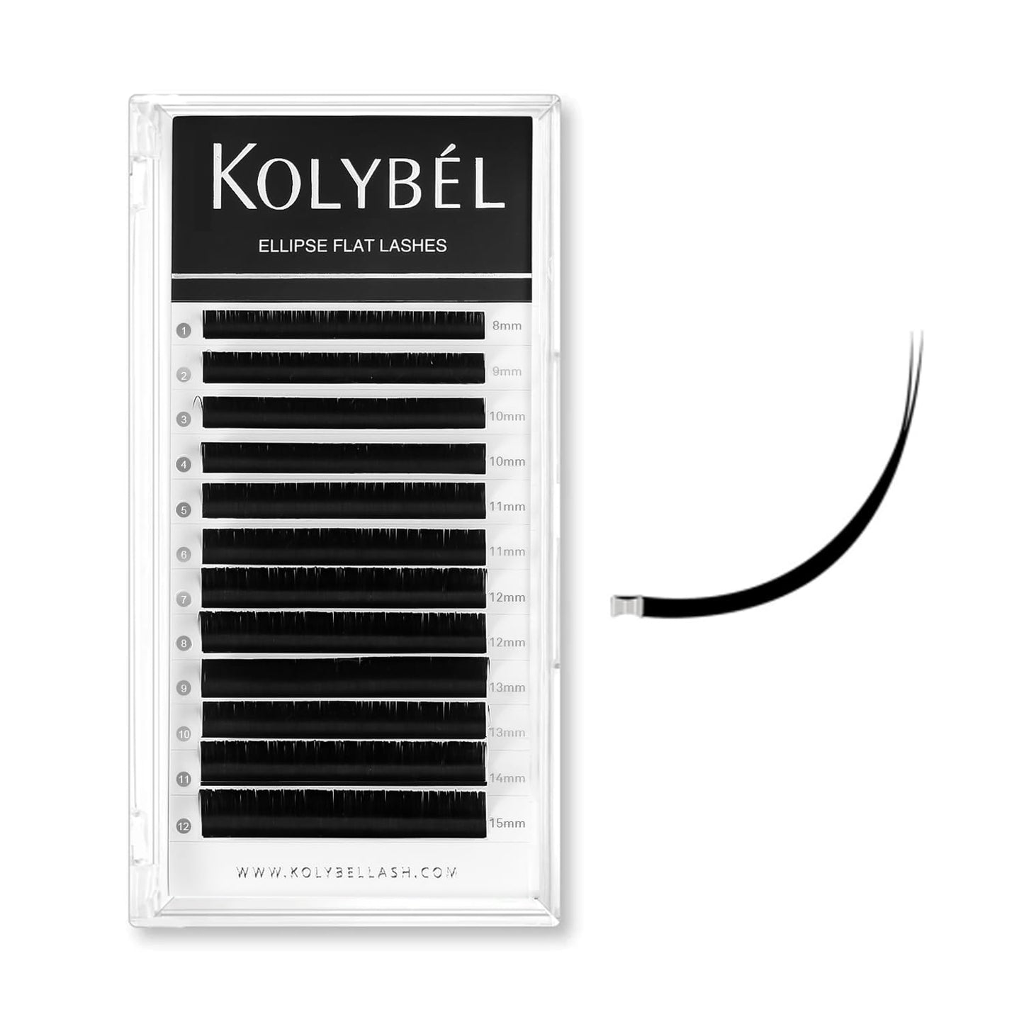 KOLYBEL Ellipse Flat Eyelash Extensions Supplies Classic Individual Lash Extensions 0.15 C Curl 8-15 Mixed Tray Matte Black Mink Lash Extension Soft Beauty & Personal Care Kolybel