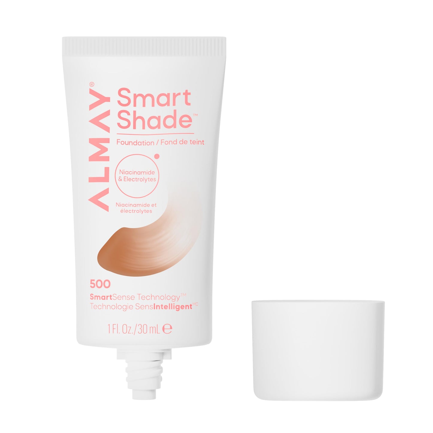 Almay Smart Shade™ Foundation, Oil-Free, Non-Comedogenic, Hypoallergenic, Vegan Face Makeup, 500 Medium Deep, 1 fl oz Beauty & Personal Care Almay