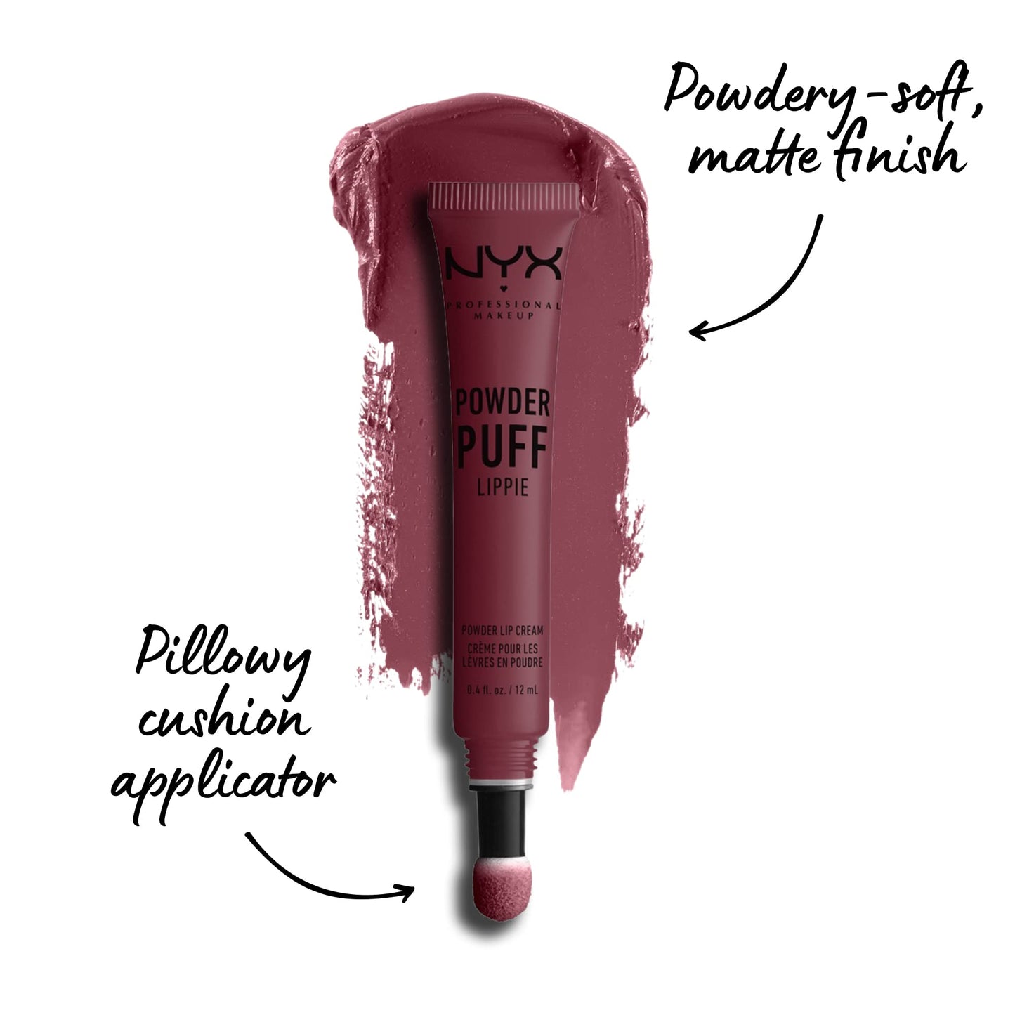 NYX PROFESSIONAL MAKEUP Powder Puff Lippie Lip Cream, Liquid Lipstick - Moody (Cool Toned Plum) Beauty & Personal Care NYX PROFESSIONAL MAKEUP