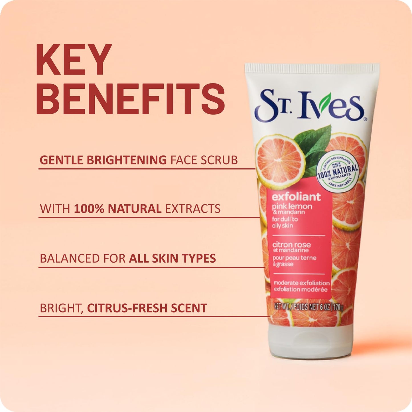 St. Ives Exfoliant Face Scrub 3-Pack - Skin-Brightening Pink Lemon & Mandarin for Glowing Skin, 6 Oz Ea Beauty & Personal Care St. Ives