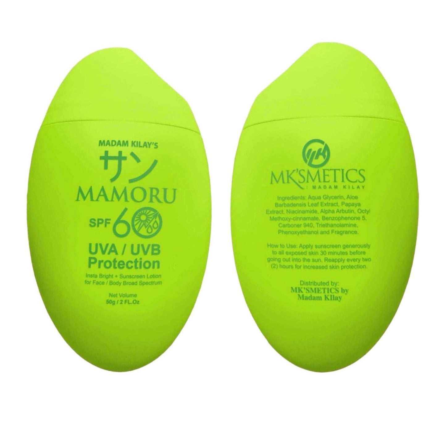 2 Packs Madam Kilay's Mamoru SPF 60 UVA/UVB Protection - 50g each Beauty & Personal Care Madam Kilay